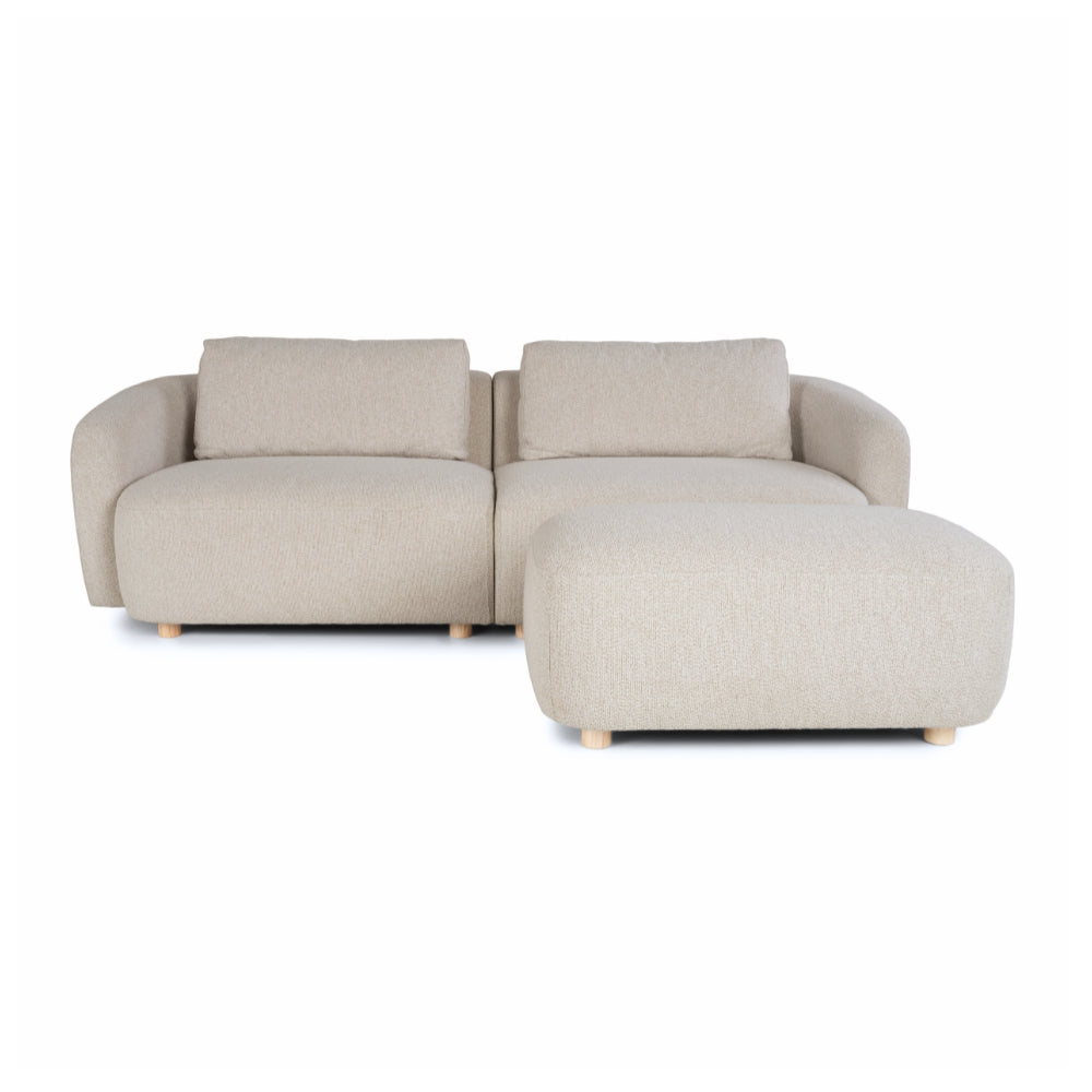 Nolio Modulsofa m. Puff - 220 cm - Beige Boucé