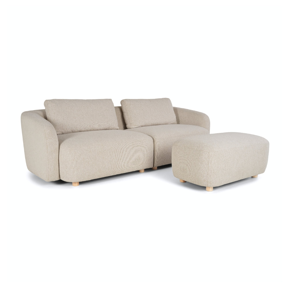 Nolio Modulsofa m. Puff - 220 cm - Beige Boucé