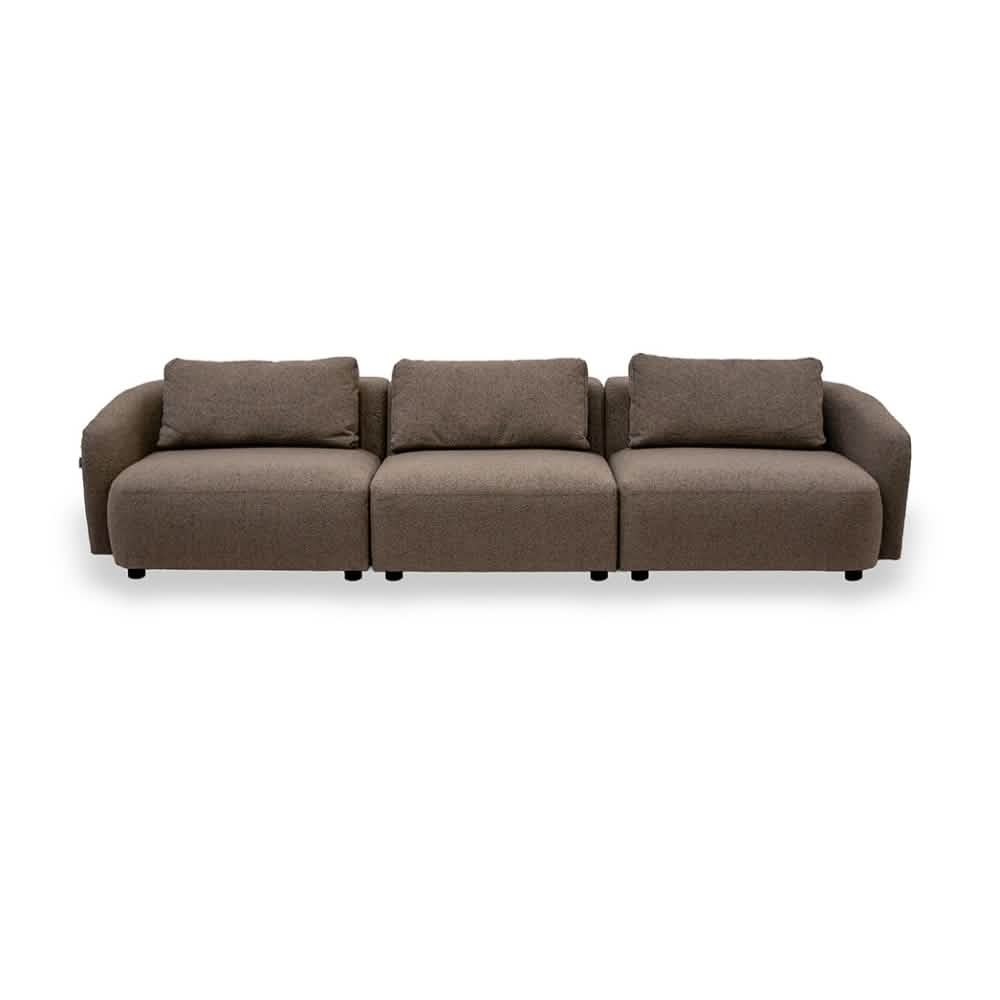 Nolio Modulsofa m. Puff - 315 cm - Brun Bouclé