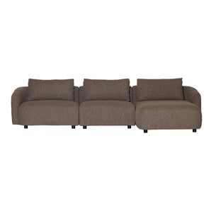Nolio Modular Sofa - Brun Bouclé med høyrevendt sjeselong - 315 cm