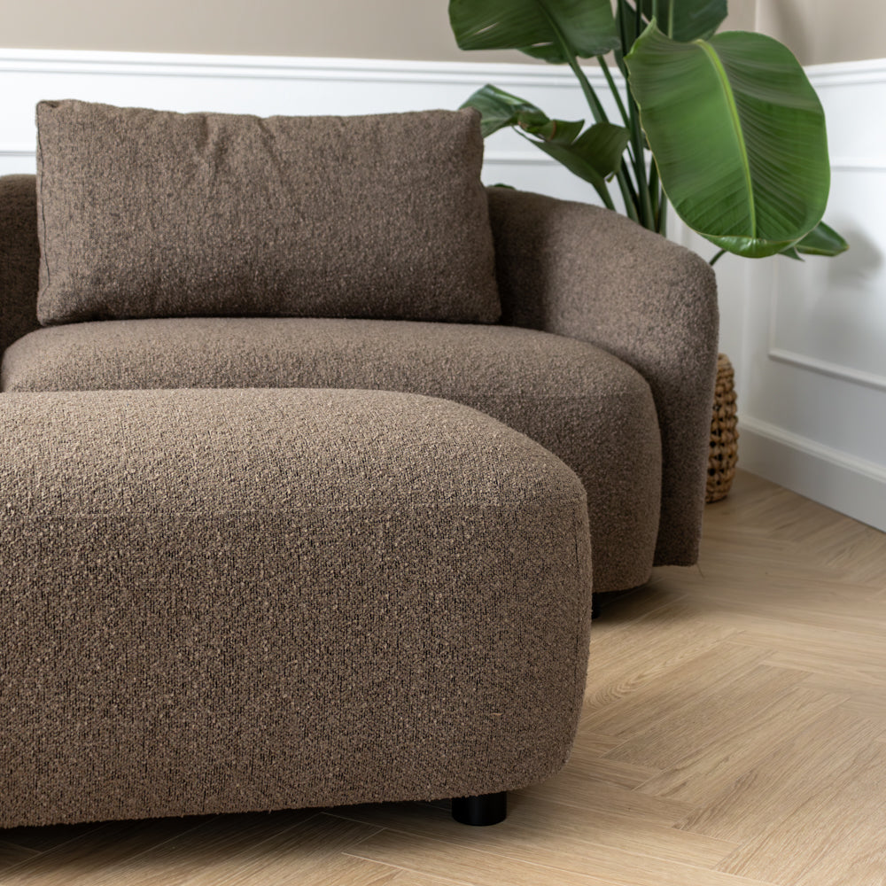 Nolio Modulsofa m. Puff - 315 cm - Brun Bouclé