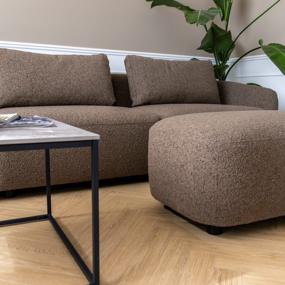 Nolio Modulsofa m. Puff - 315 cm - Brun Bouclé