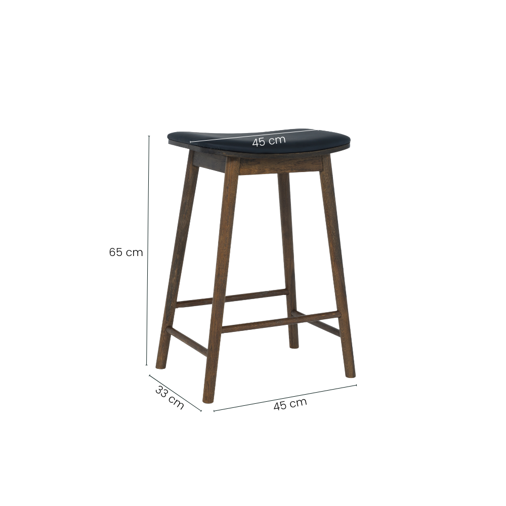 Nora Barstol m. sort PU-sete - Smoked Eik