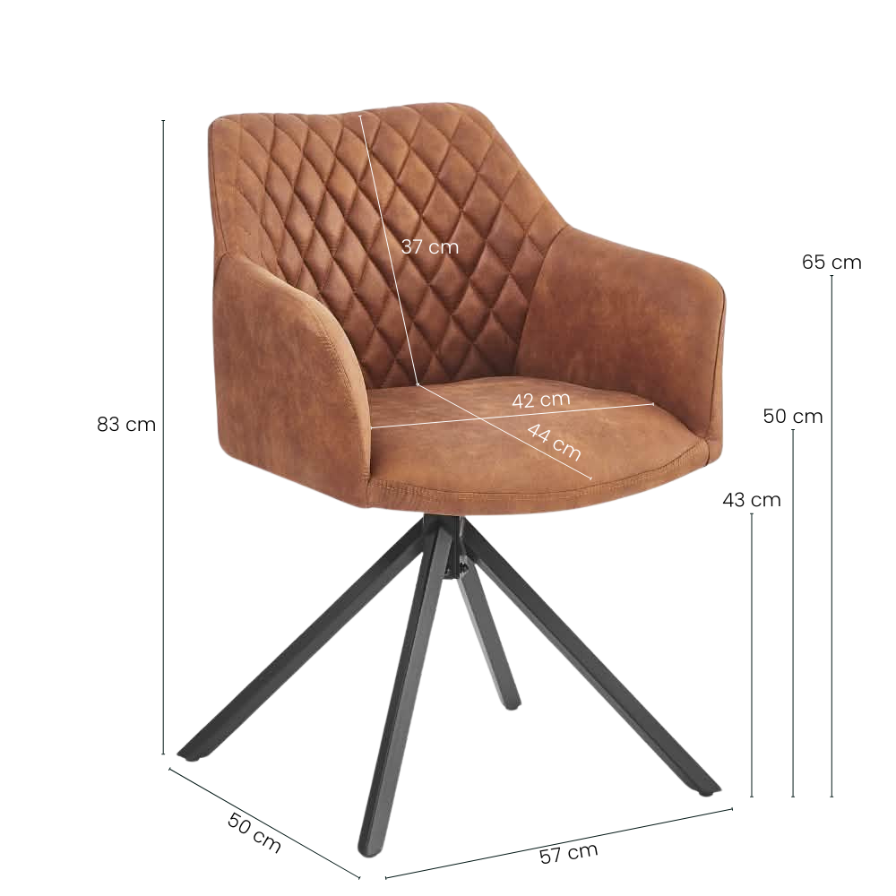 Pau Spisestol m. Svingfunksjon - Cognac Mikrofiber