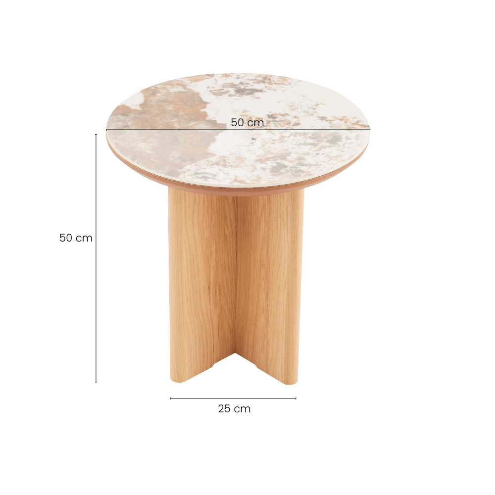 Rio Keramikk Sidebord - Ø50 cm - Natur Eik
