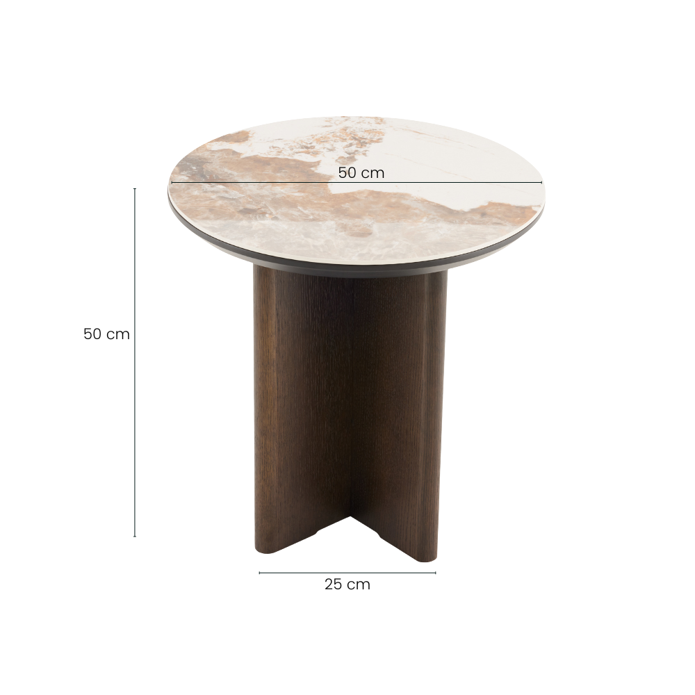 Rio Keramik Sidebord - Ø50 cm - Smoked Eik