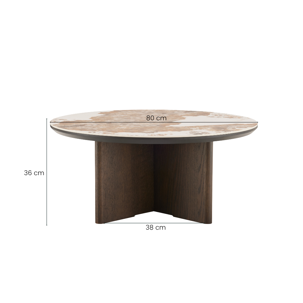 Rio Keramikk Sofabord -  Ø80 cm - Smoked Eik