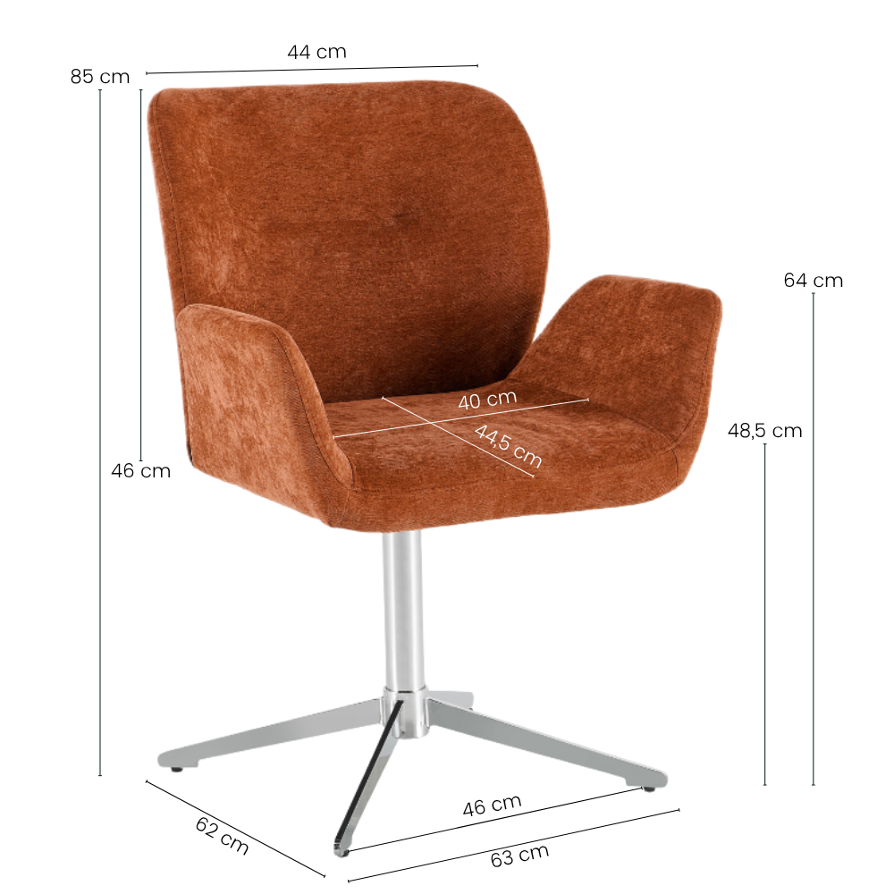 Harvie Spisestol - Rust Stoff m. Chrome Ben