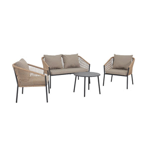 Vinstra 4-pers. Loungesett - Beige m. sorte metallben