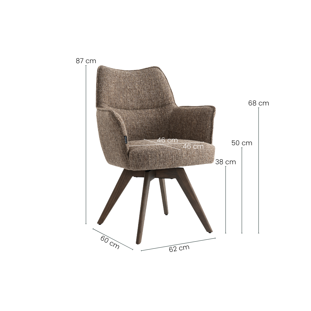 Selbu Spisestol - Brun Bouclé m. Ben i Smoked Eik