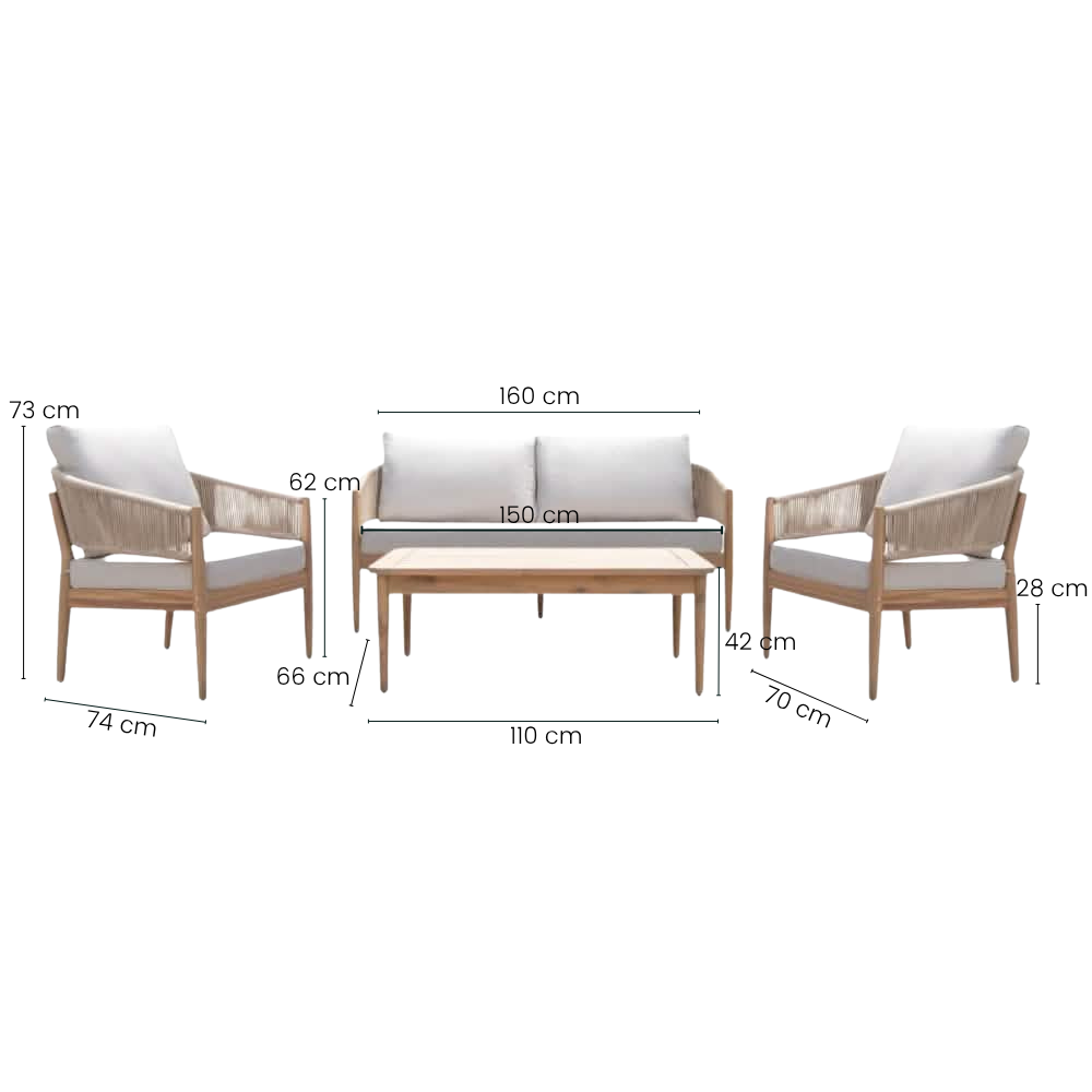 Solheim 4-pers. Loungesett - Beige Tau
