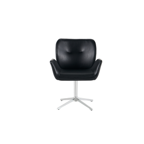 Harvie Spisestol i Sort Skinn m. Chrome ben