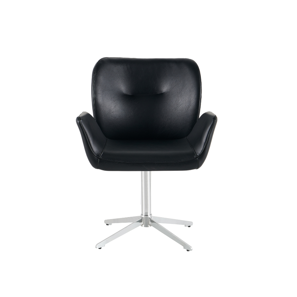 Harvie Spisestol i Sort Skinn m. Chrome ben