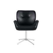 Harvie Spisestol i Sort Skinn m. Chrome ben