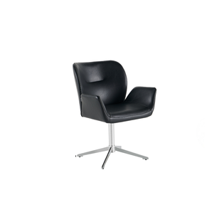 Harvie Spisestol i Sort Skinn m. Chrome ben