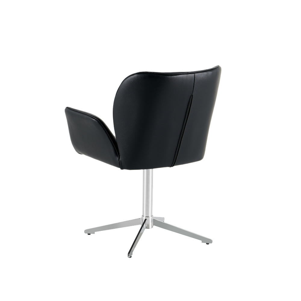 Harvie Spisestol i Sort Skinn m. Chrome ben