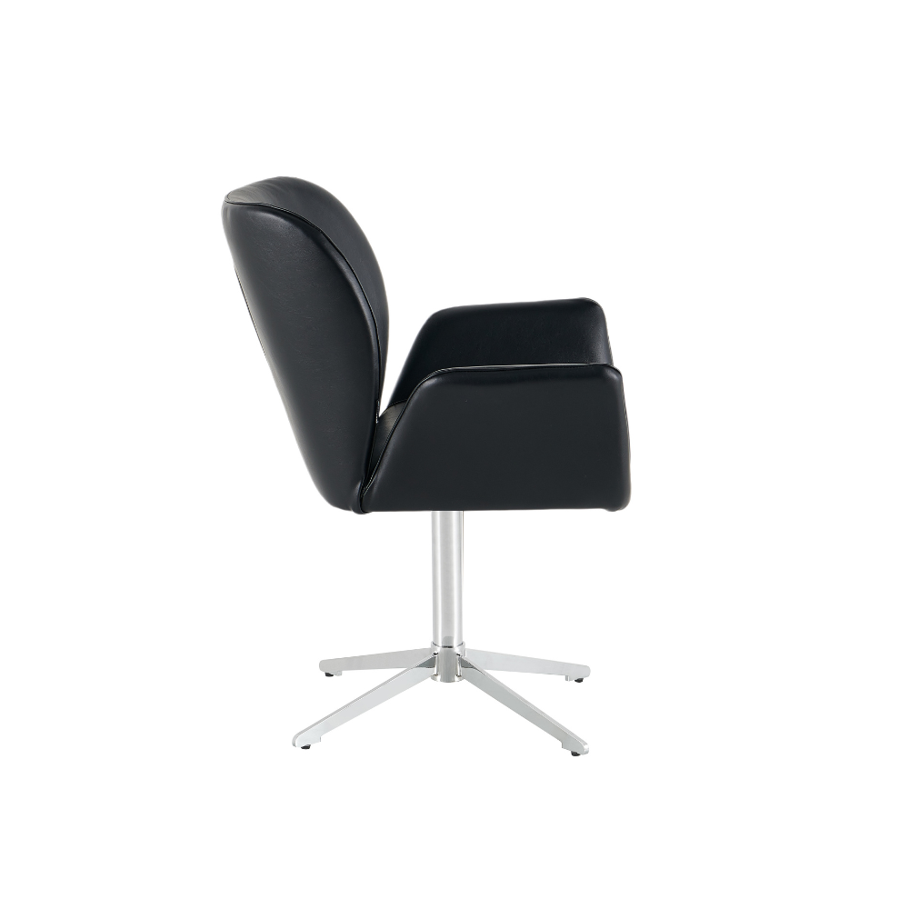 Harvie Spisestol i Sort Skinn m. Chrome ben