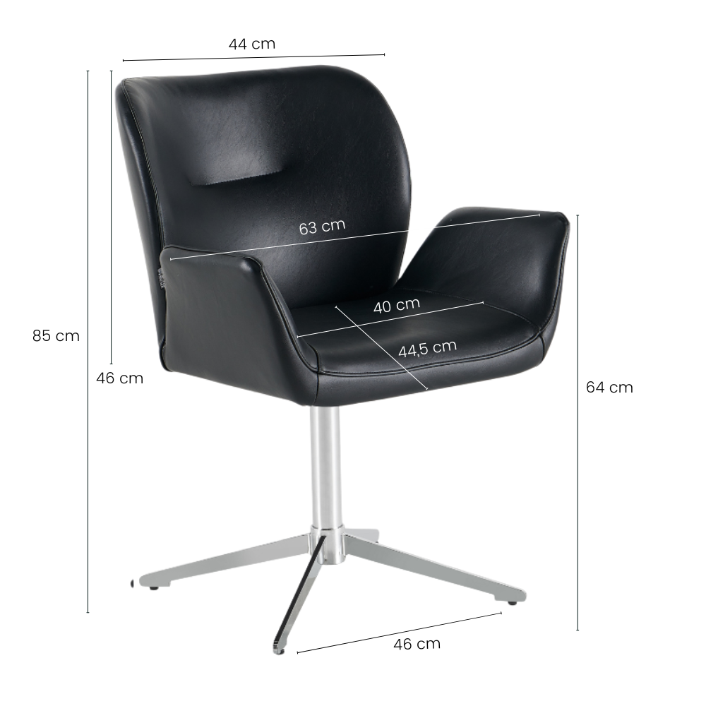 Harvie Spisestol i Sort Skinn m. Chrome ben