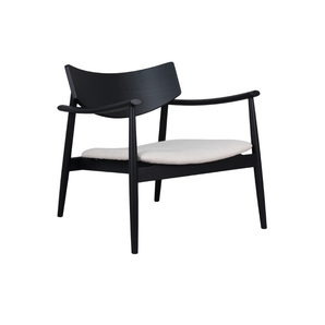 Lara Loungestol i Sort lakkert Eik m. Beige stoff sete