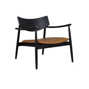 Lara Loungestol i Sort lakkert Eik m. Brun PU sete