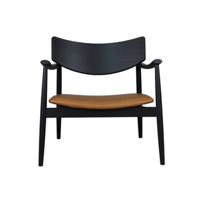 Lara Loungestol i Sort lakkert Eik m. Brun PU sete