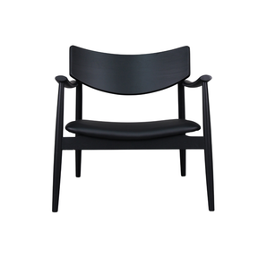 Lara Loungestol i Sort lakkert Eik m. Sort PU sete