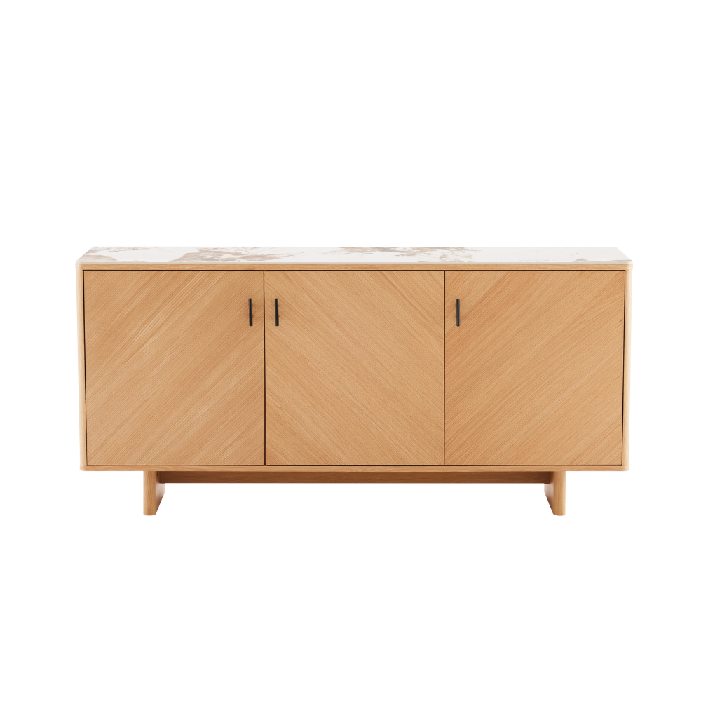 Tiva Skjenk m. Keramisk Topp - 160 cm - Natur Eik