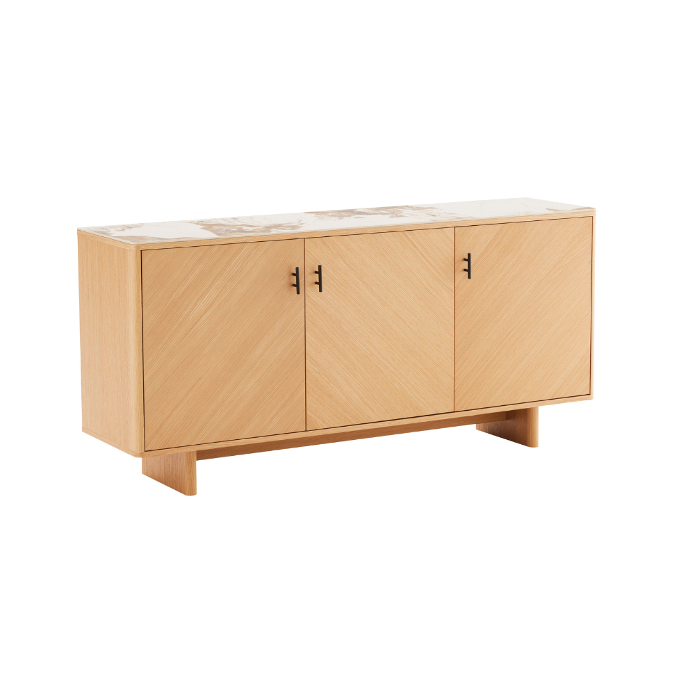 Tiva Skjenk m. Keramisk Topp - 160 cm - Natur Eik