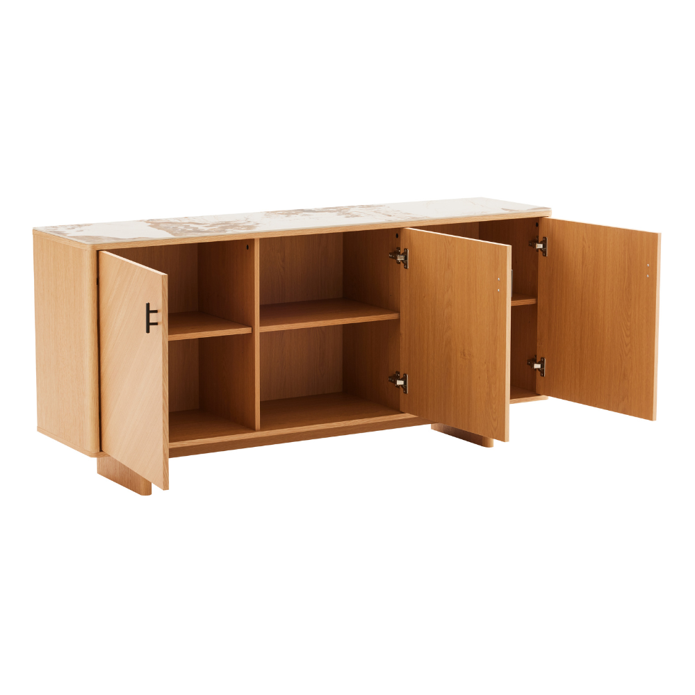 Tiva Skjenk m. Keramisk Topp - 160 cm - Natur Eik
