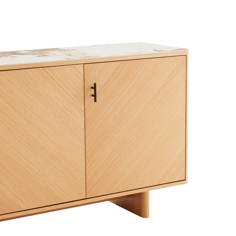Tiva Skjenk m. Keramisk Topp - 160 cm - Natur Eik