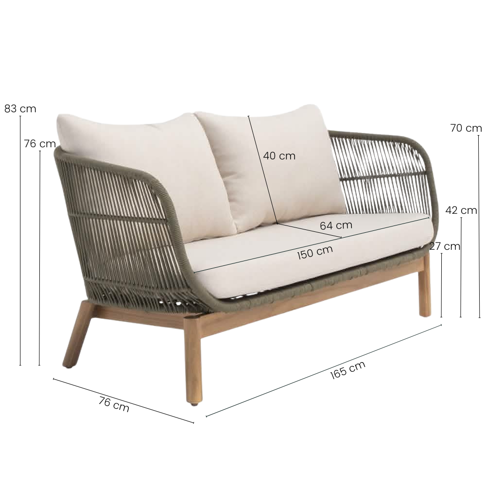 Tokheim 2-pers Loungesofa - Grønn Tau