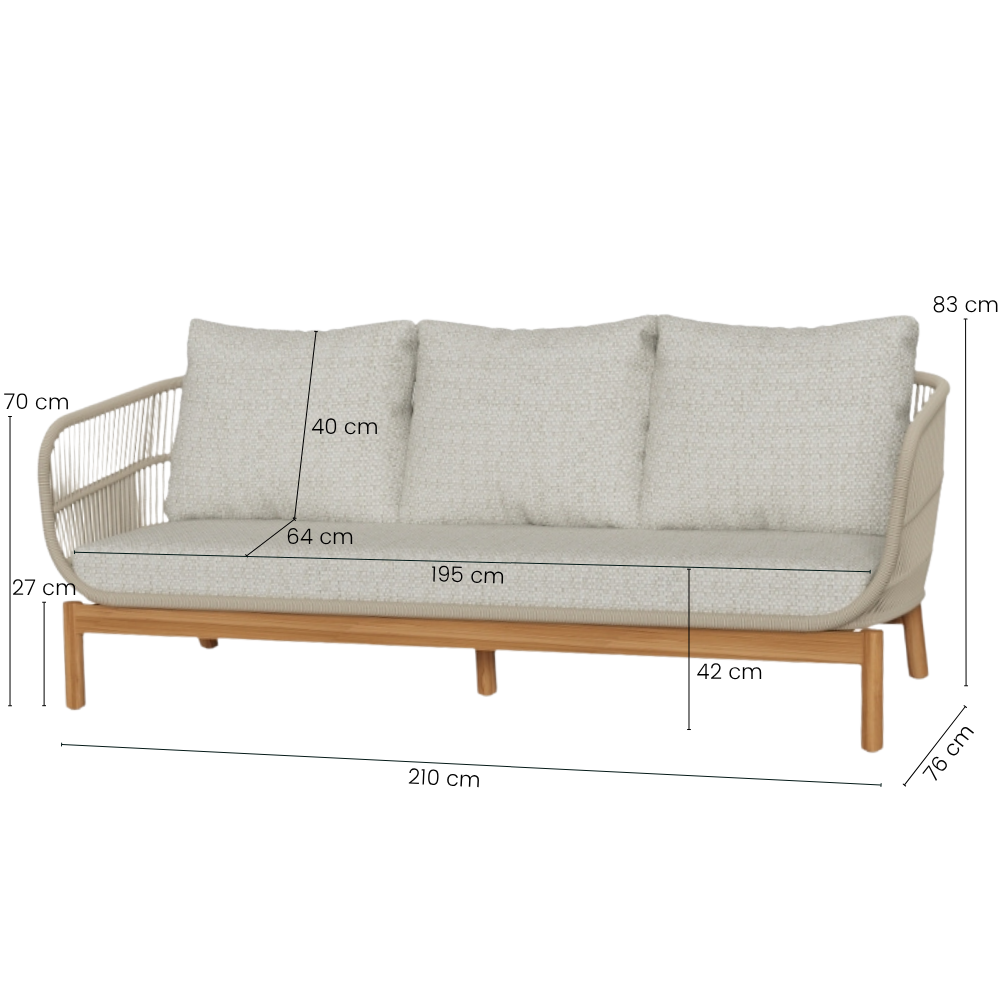Tokheim 3-seters Loungesofa - Beige Tau