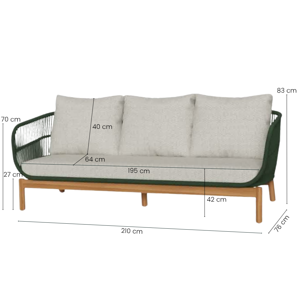 Tokheim 3-pers Loungesofa - Grønn Tau