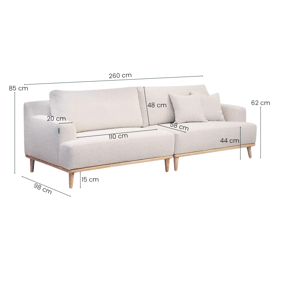 Tomson 4-pers. sofa - 260 cm - Beige