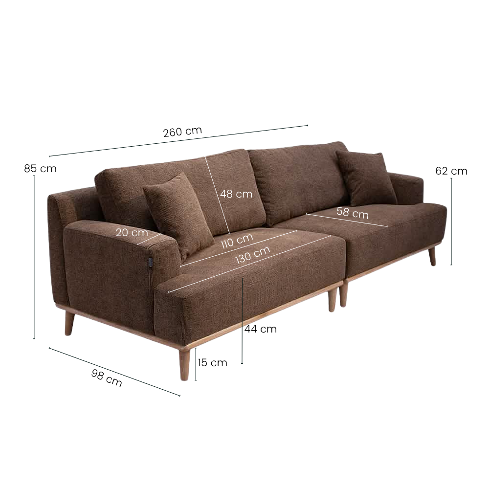 Tomson 4-pers. Sofa - 260 cm - Brun