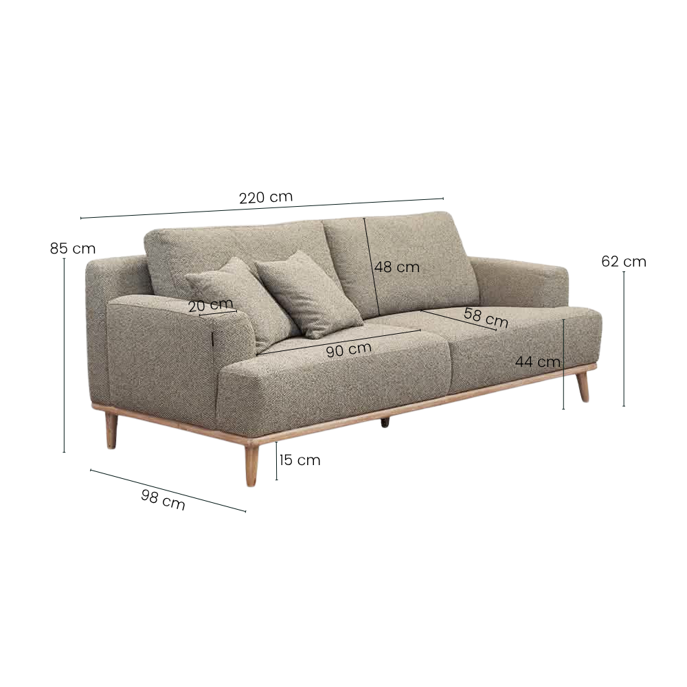 Tomson 3-pers. Sofa - 220 cm - Grøn/Beige