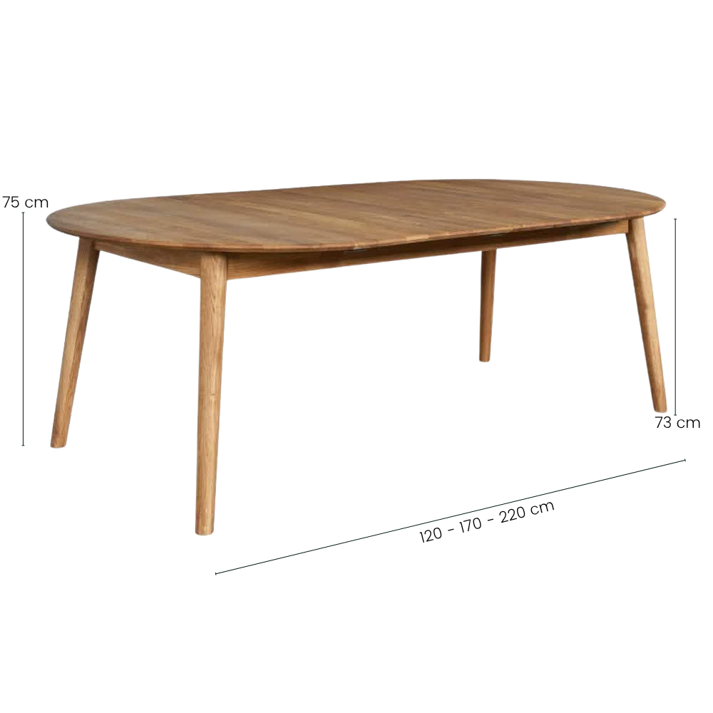 Venus Rundt Spisebord M. Tilleggsplater - Ø120-170-220 cm - Natur Eik