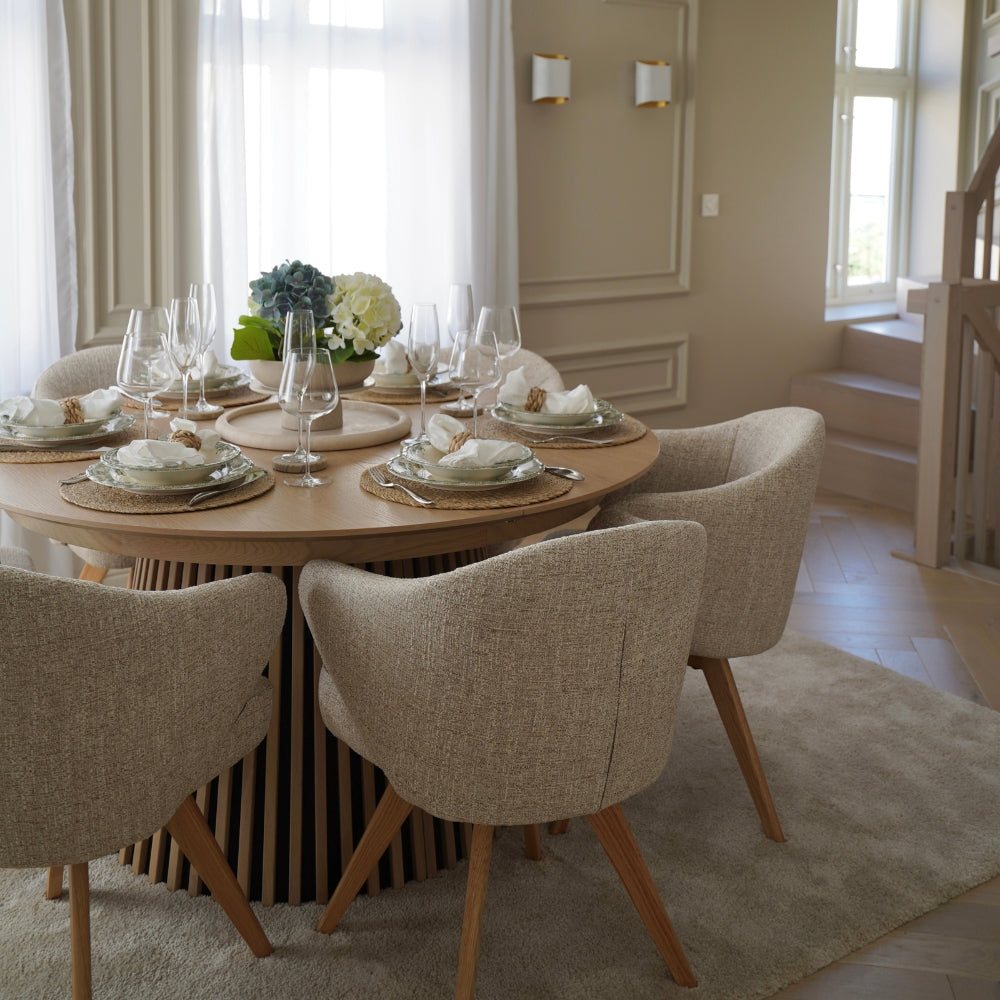 Verdal Spisestol - Beige Bouclé m. Ben i Natur Eik