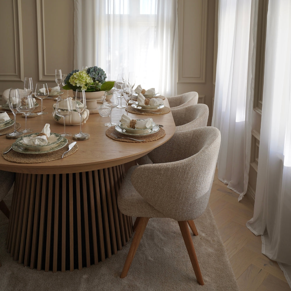 Verdal Spisestol - Beige Bouclé m. Ben i Natur Eik