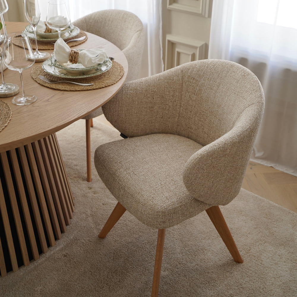 Verdal Spisestol - Beige Bouclé m. Ben i Natur Eik