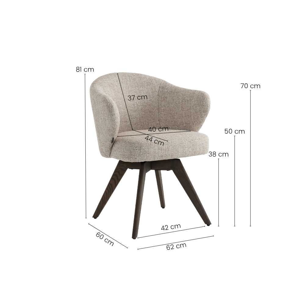 Verdal Spisestol - Beige Bouclé m. Ben i Smoked Eik