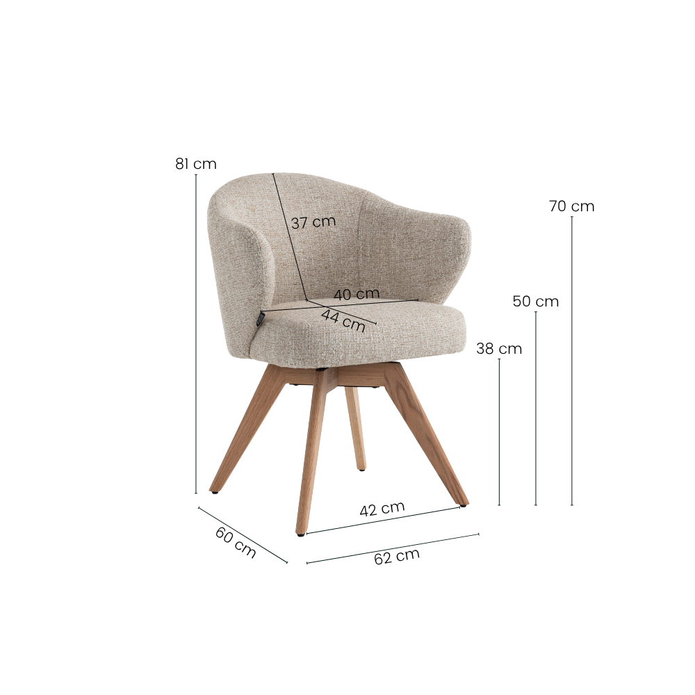 Verdal Spisestol i Beige Bouclé m. Ben i Natur Eik