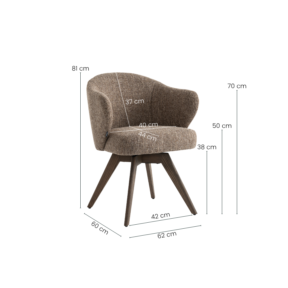 Verdal Spisestol - Brun Bouclé m. Ben i Smoked Eik