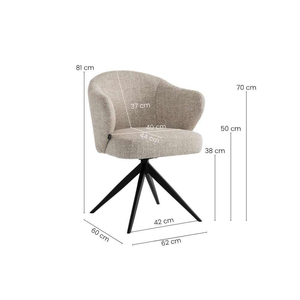Verdal Spisestol i Beige Bouclé m. Metall ben