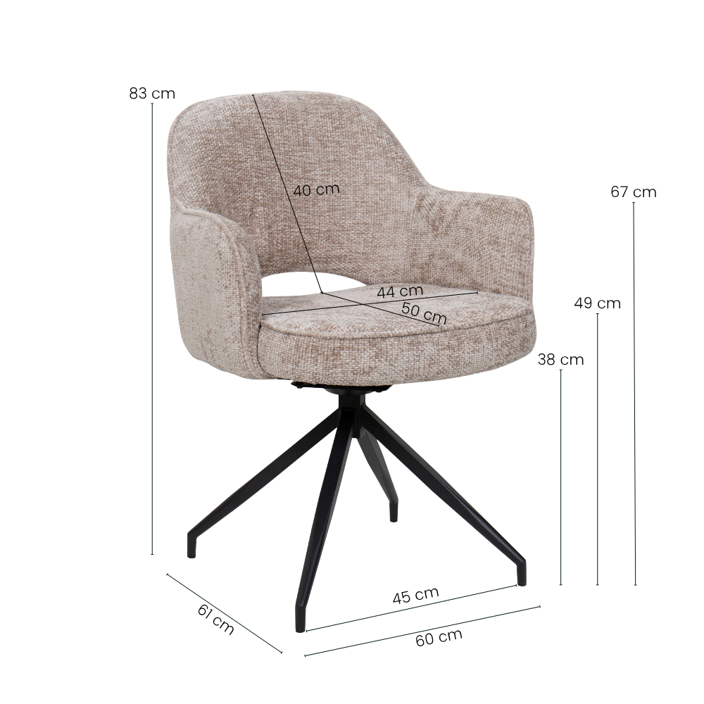 Vigga Spisestol m. Svingfunksjon - Beige Stoff
