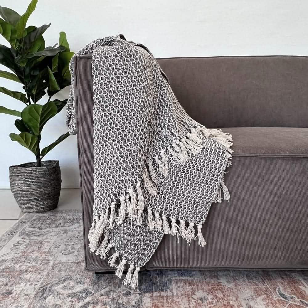 Balu Sofa - Grå/Brun Fløyel inkl. puff - 240 cm