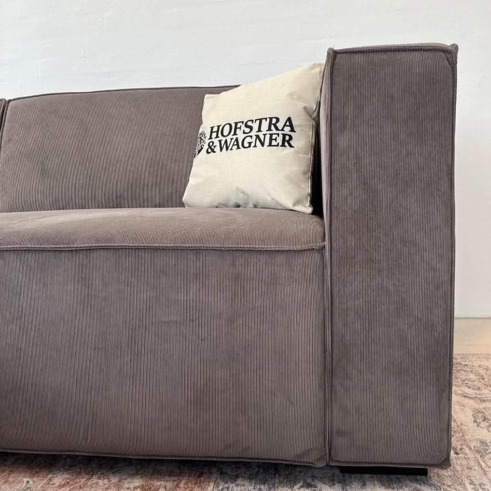 Balu Sofa - Grå/Brun Fløyel inkl. puff - 240 cm