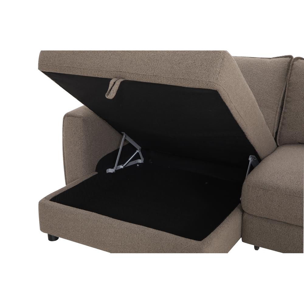 Naya Sofa med Elektronisk Modul - Høyrevendt - Brun Bouclé