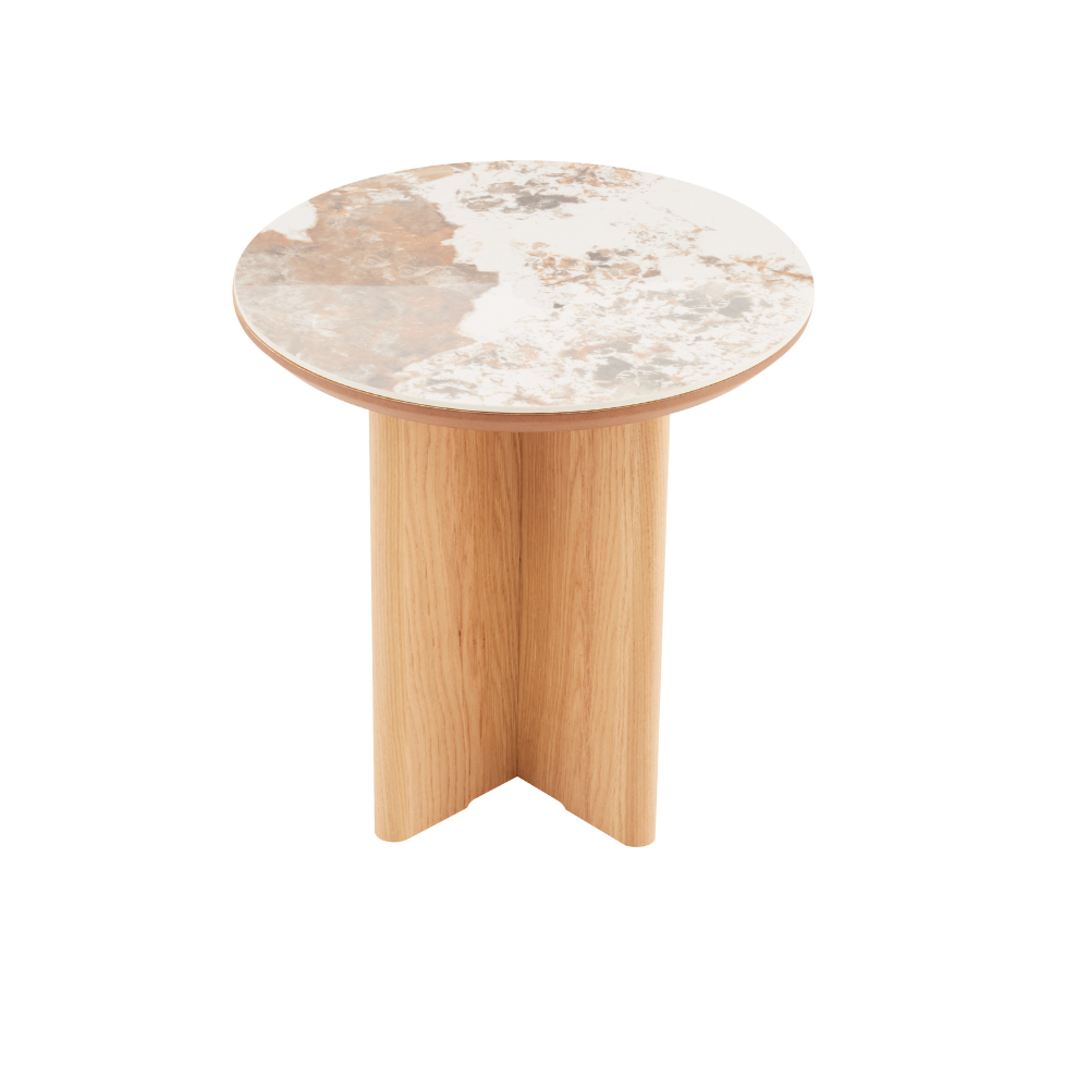 Rio Keramikk Sidebord - Natur Eik Ø50 cm