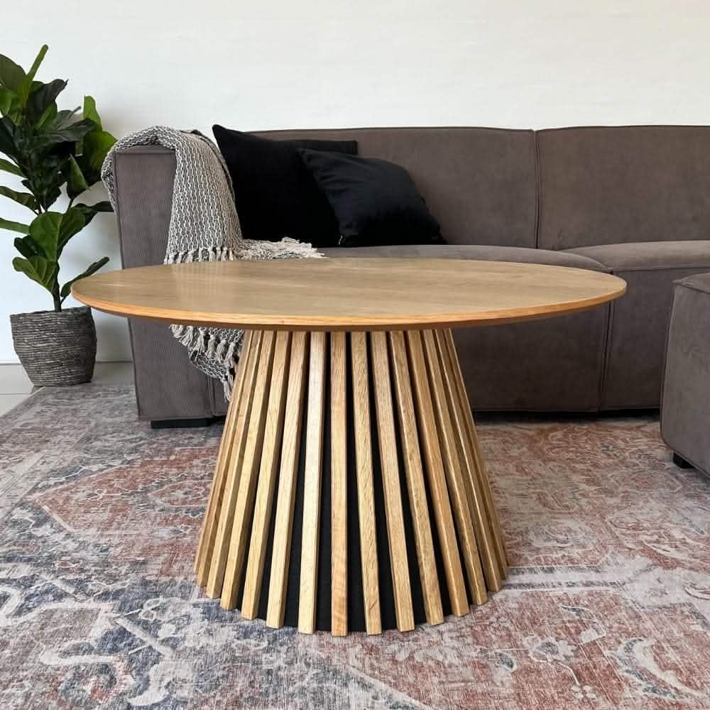 Måne Lamel Sofabord - Ø78 cm - Natur Eik